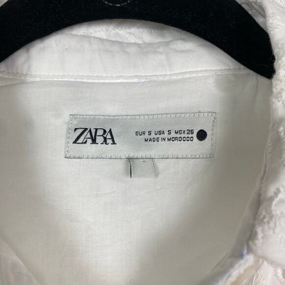 Zara Blogger Favorite White Eyelet Button Front Midi Shirt Dress Sz.S - Picture 8 of 13